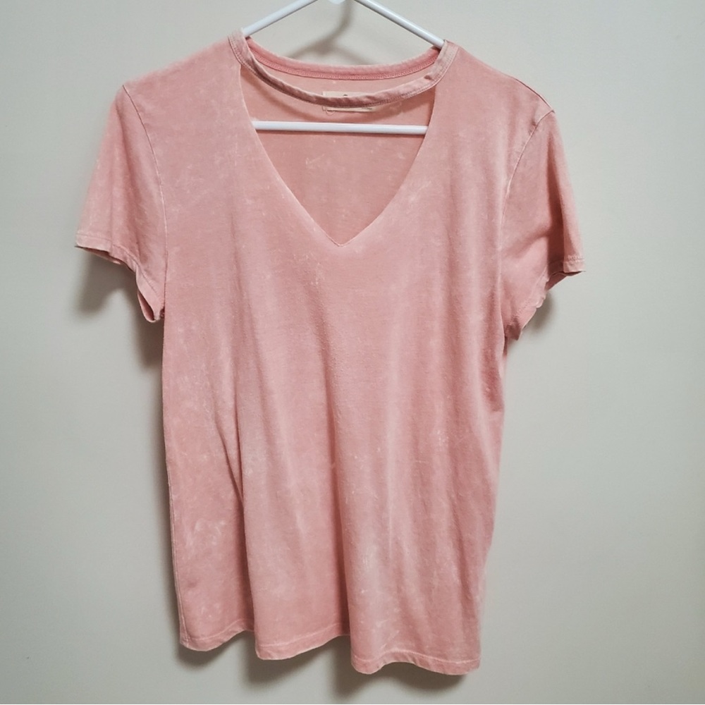 Hollister | Pink Peach Acid Wash Cutout Tee S